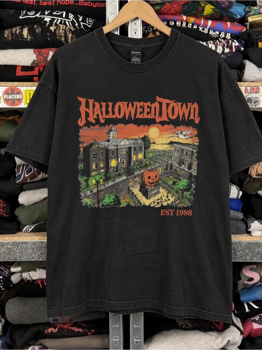 Halloween Town Pumpkin Graphic T-Shirt Black Unisex